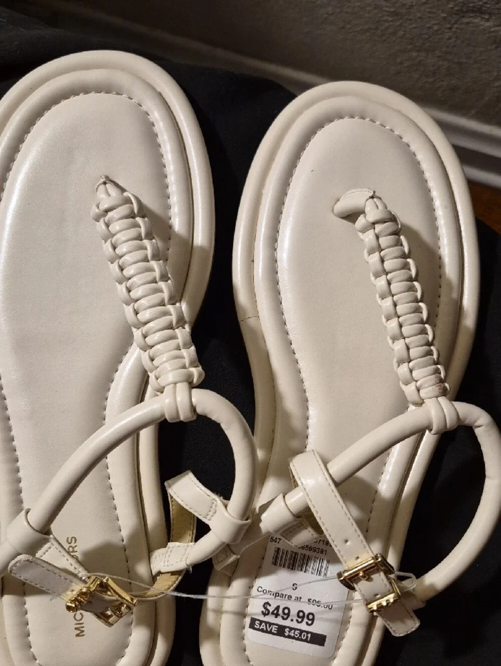 Michael Kors White Braided T-Strap Sandals Brand New! Never Worn!